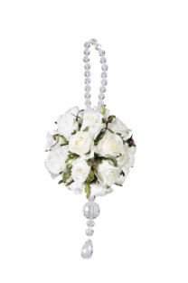 Iced mini rose ball ornament x24  10cm white 12/96